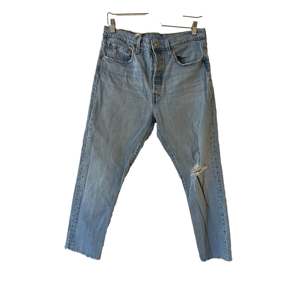 Levis 501S Womens BIG E Skinny Jeans W31 L28 High Rise Distressed Frayed Raw Hem